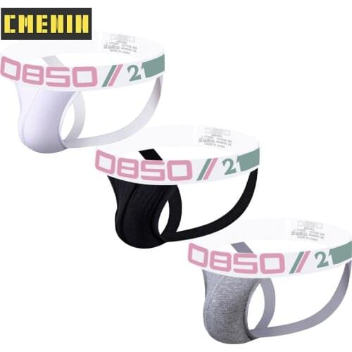 3Pcs 2021 New Cotton Low waist Gay Men Sexy Underwear Thong Men Jockstrap Print Gay thongs Mens Thongs And G strings Gift