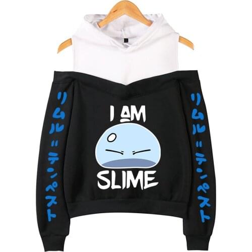 That Time I Got Reincarnated as a Slime Off Shoulder Hoodies Women Long Sleeve Anime Hooded Sweatshirt Fashion Casual Clothes
