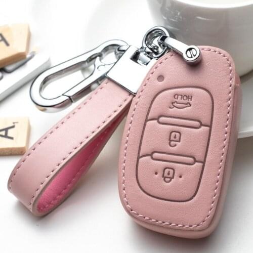3 Button Smart Leather Car Key Case Cover Protect Shell Bag for Hyundai IX35 Verna Elantra iX20 I30 I40 Ix25 Tucson Sonata