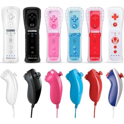 Built-in Motion Plus Gamepad for Nintendo Wii Nunchuk Wireless Remote Controller for Nintend Wii with Silicone Case Joystick Joy