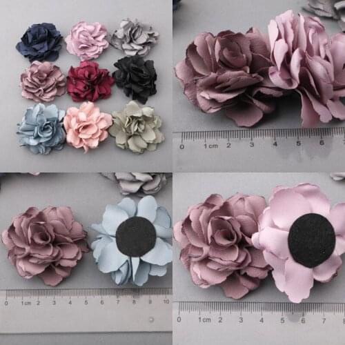 15pcs/lot Large Layered Burned Satin Peony Flowers Hairpin DIY Boutique Hair Accessories for Women and Girl