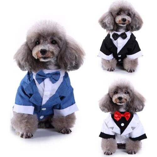 Pet Tuxedo Stylish Pet Clothes Puppy Dog Shirt Bow Tie Formal Tuxedo Wedding Party Costume