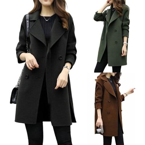 Womens double-breasted fashion long cocoon style baggy cloths big length windbreaker coat#278075
