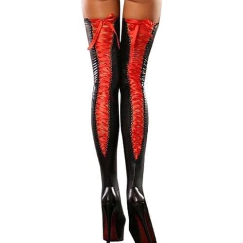 Womens Underwear Stocking Sexy Lingerie Bandage Thigh-high Body Erotic Stockings Leather Lace Bow Long Socks Latex Bodystocking