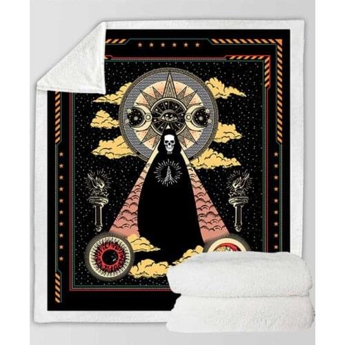 Winter Mandala Skull Blanket For Kids Adult Pattern Printed Super Soft Flannel Throw Blanket Microfiber Fleece Sofa Bed Covers