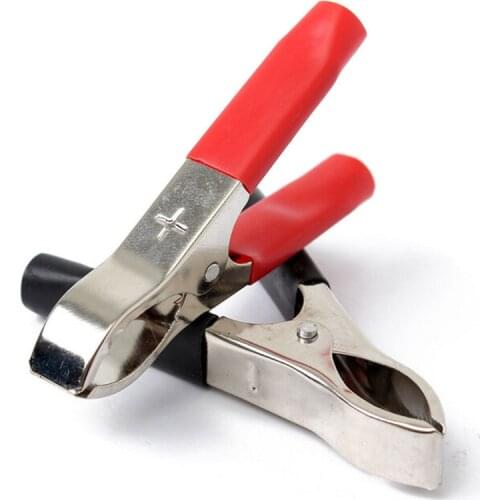 1 Pairs Black Red Soft Plastic Boots Metal Car Cable Battery Clamps Alligator Insulated Crocodile Clips DIY Kit Test Leads