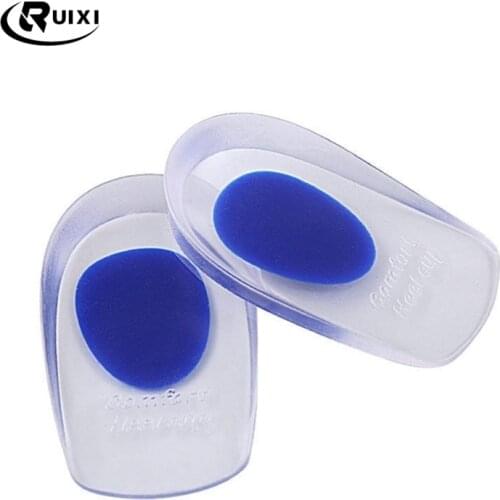 1 Pair Silicone heel pad insole to reduce foot pain massage nursing half heel shoes height increase men and women