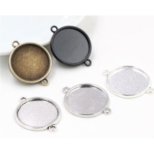 10pcs 20mm Inner Size Classic 5 Colors Plated One Sided Double Hanging Simple Style Cabochon Base Setting Charms Pendant