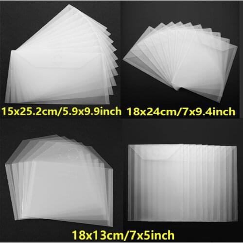 10pcs/set 15x25.2cm /18x24cm / 18x13cm Transparent Plastic Folder Bags For Cutting Dies Stamps Embossing Organizer Holders Bag