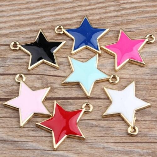 10pcs/lot Fashion Star Shape Lover Oil Drop Charms Alloy Charm Pendants Metal Enamel Charms For DIY Jewelry Making