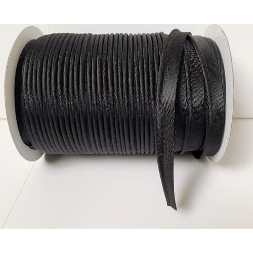 12mm Black Satin Bias Cord,AW Brand handmade For DIY Garment Sewing And Trimming cord high quality and 100% cotton rope