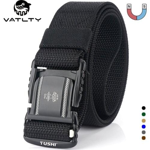 2 Modes Elastic/Non-elastic mens Tactical Belt Hard alloy Magnetic Buckle Outdoor Work Belt Strong Nylon Military Accessories