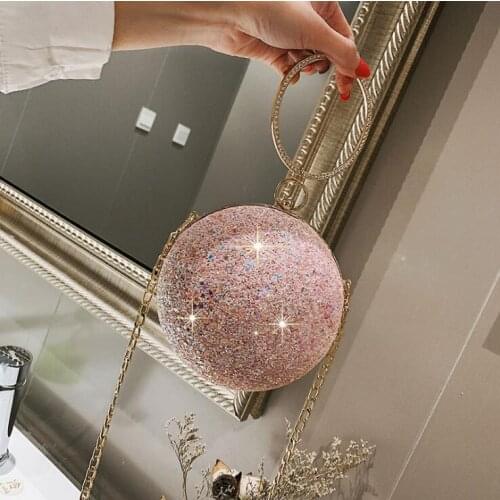 2021 Fashion Round Chains Evening Bags Designer Handle Women Handbags Luxuey Sequins Crossbdoy Bag Lady Party Purses Day Clutchs