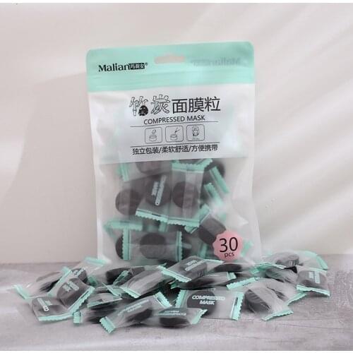 30pc/Bag Face Mask Paper Disposable Facial Masks Papers Bamboo Charcoal Compressed Mask Sheet Natural Skin Care Masks DIY