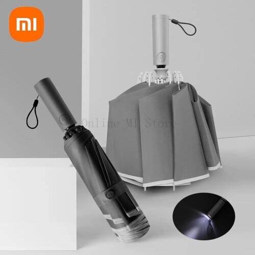 New Xiaomi Ten Bones Automatic Lighting Umbrella Level 5 waterproof Strong Sun protection Reverse explosion proof impact