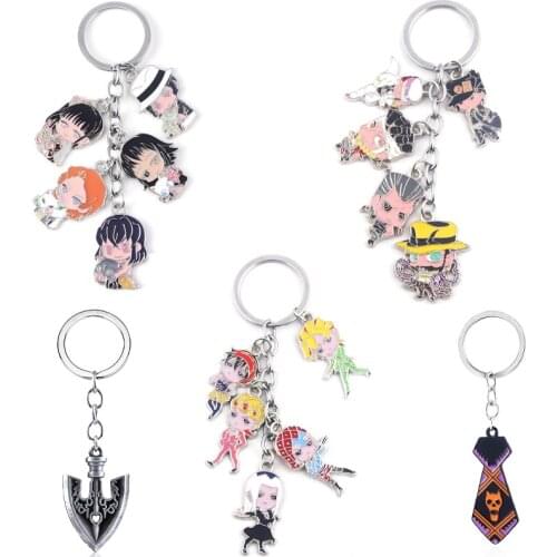 Anime JoJos Bizarre Adventur Keychain Kujo Jotaro Cartoon Character Cute Cool Keyring for Women Man Casual Ornaments Car Jewelry