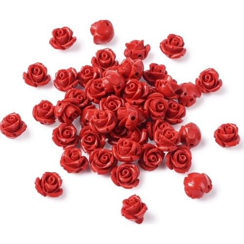 50Pcs Red Rose Cinnabar Beads Loose Prayer Beads for Jewelry Making Necklace Bracelet Supplies 10x10x8mm Hole: 1.5mm