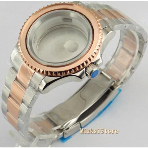 Rose gold 40mm watch case sterile solid stainless steel bracelet fit NH35 NH36 ETA 2836,Mingzhu DG2813/3804 Miyota 82Series