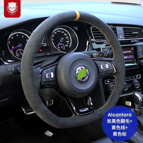 For VW Volkswagen Golf 7 gti Lamando Sagitar Magotan Tiguan Real Alcantara steering wheel cover suede Grip Cover car accessories