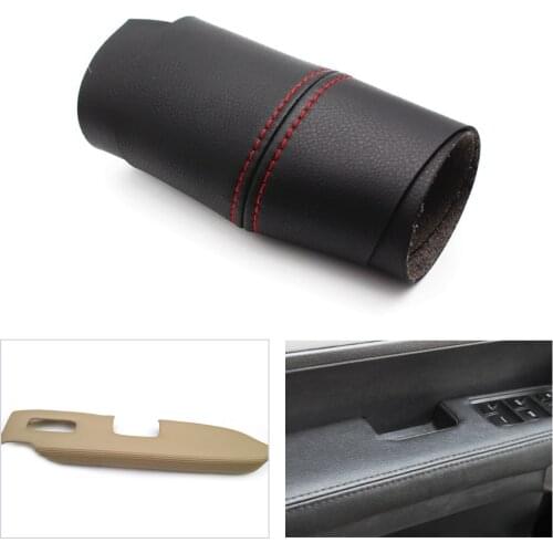 Black with Red Thread Car Door Handle Panel Armrest Microfiber Leather Cover Trim For Honda CRV 2007 2008 2009 2010 2011