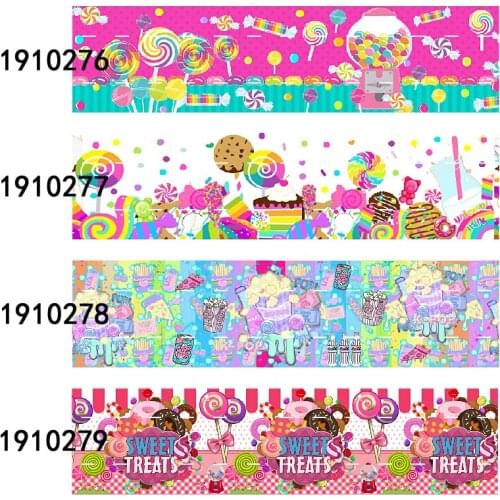Kids DIY fabric 1-1/2" sweet candy printed grosgrain ribbon