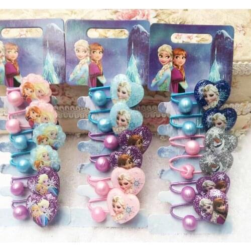Disney Elsa Princess Hair Bands Cartoon DIY Baby Girls Hair Accessories Cute Kawaii Hair Ties Kids Accesorios Cabello Mujer
