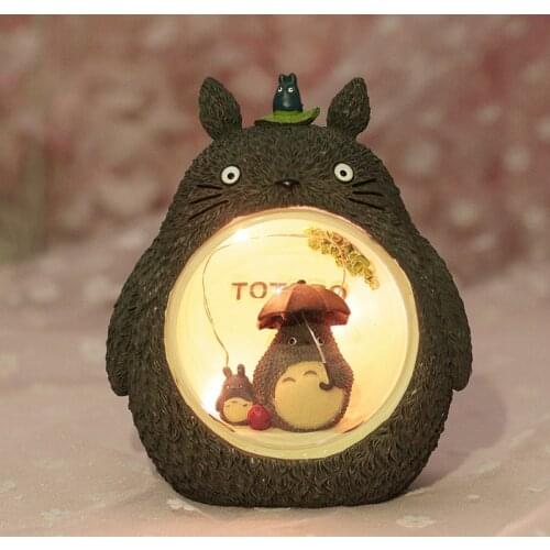 Action Miyazaki Hayao Anime Totoro Model Resin Model Toys For Children Nightlight Decoration Doll Birthday Gift Collectible Toys