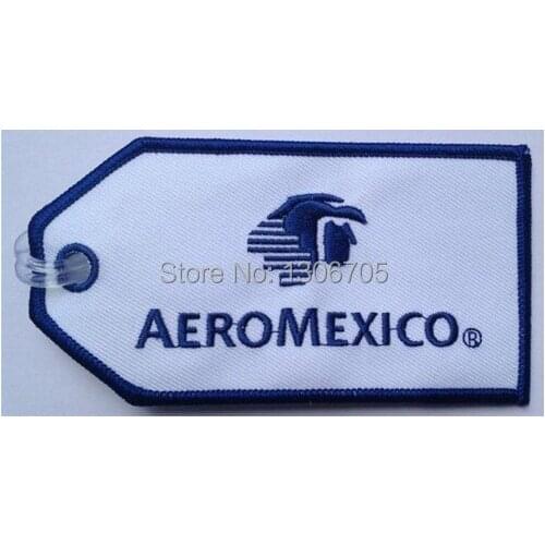 Bag Tag AeroMexico Airlines Mexico City Mexican Flight Embroidery Tag
