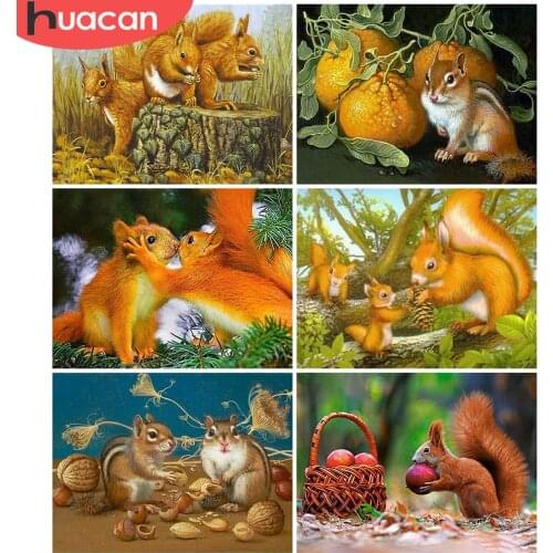 HUACAN 5D Diamond Painting Squirrel Full Square New Arrival Diamond Embroidery Animal Cross Stitch Handicraft Handmade Gift