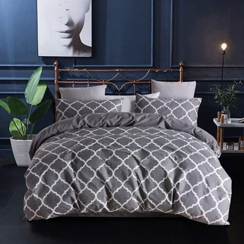 Bedding set duvet cover set Grey and blue mesh 2/3piece set of boys and girls adult bed cover pillowcase