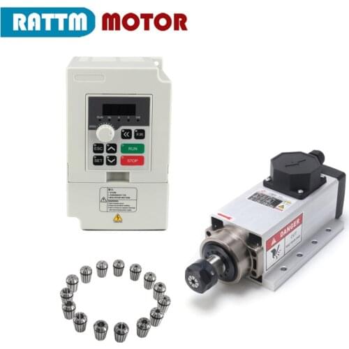 【EU /RU】Square CNC Router Milling Air cooled spindle motor 2.2kw 220V ER20 Runout off 0.01mm + inverter + 14pcs ER20 Collet