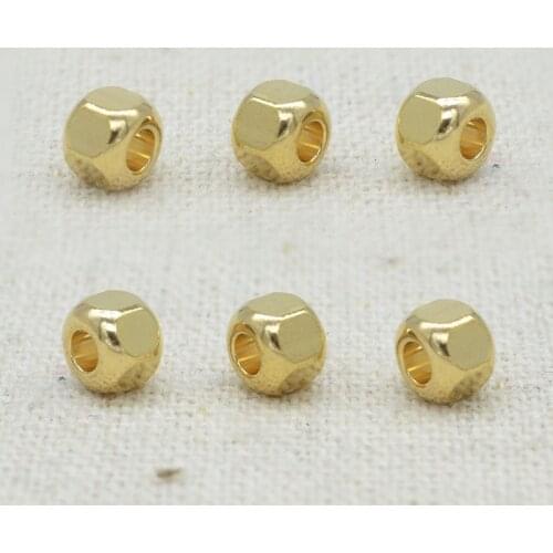 100pcs/lot Fashion Handmade Hexagon Shape Big Hole Copper Beads 5x4mm Loose Brass Spacer Beads DIY Jewelry Making Fine Bracelets