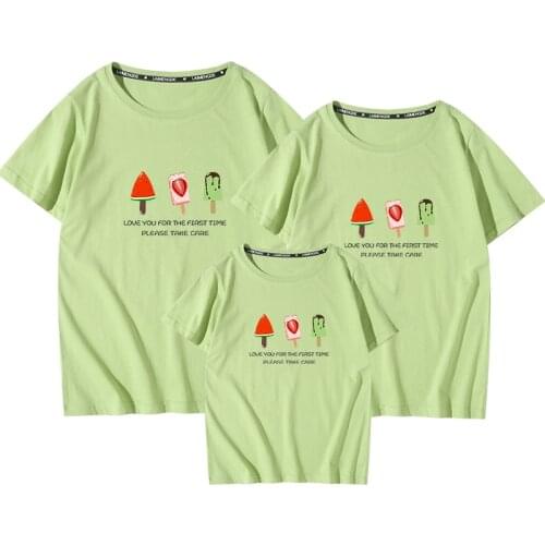 Ice-lolly Printing Cute Cartoon Mother Father Purple 3XL T Shirt Family Matching Outfits Comfortable Cotton O Neck Top Tee Shirt