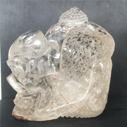Natural hair quartz crystal the Skull King guarded by the Phoenix home decoration chakras treatment Halloween DIY gift Reiki