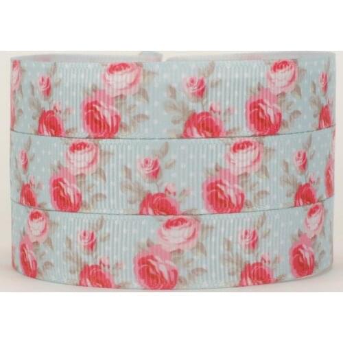 New 10 yards 5/8 "16mm Fashion flower ribbon printed Grosgrain ribbon tape Free shipping