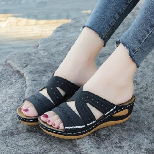 2021 New Casual Wedge Heel Platform Sandals Womens Shoes Plus Size Slippers Women