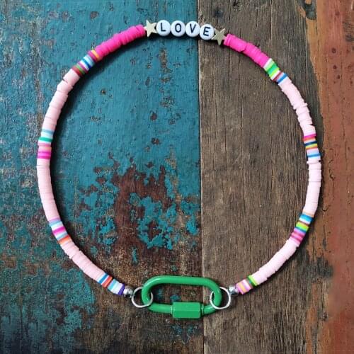 2020 bohemian stainless steel pendant necklace color soft clay short neck jewelry for women statement fashion choker gifts