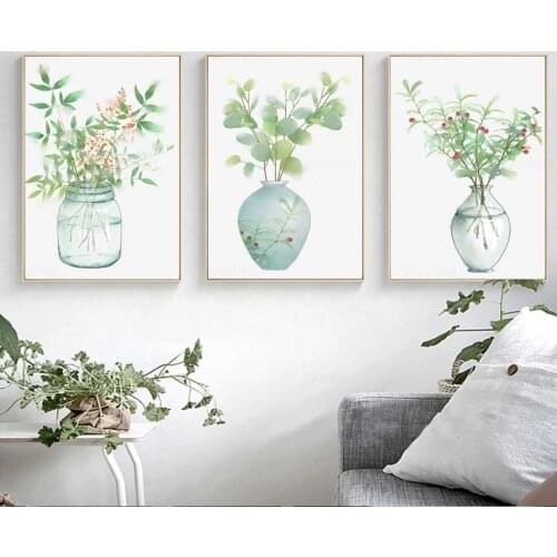 Bottle Flower Nordic Posters and Prints Cartoon Minimalist Wall Art Canvas Painting Wall Picture for Living Room Home Decoration
