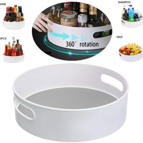 Plastic Lazy Rotating Storage Container - Non-Slip 9" & 12" Rotating Organizer tray for Kitchen Pantry, Cabinet, Bathroom