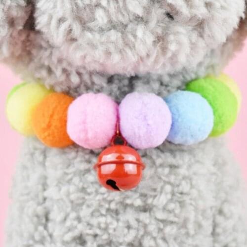 Plush Ball Dog Collar Pet Cat Necklace Cute Dog Neck strap Princess Cat Puppy Accessory for Yorkie Chihuahua Pug dog Collars