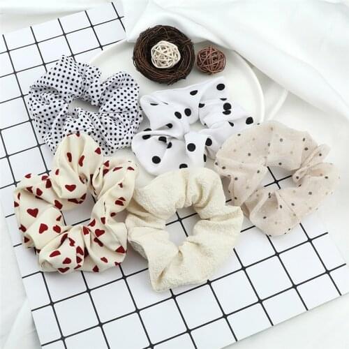 White Series Hair Bands Rope Korean Hair Tie For Women Girls Fashion Scrunchies Hair Accessories Ponytail Holder Scrunchies Gift
