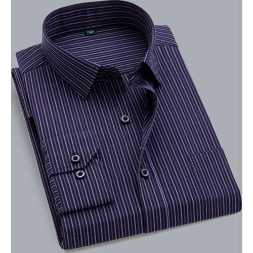 Men Striped Shirts Casual Long Sleeved Mens Shirt Business Mens Business Casual Long Sleeved Shirt Classic Striped Male Social D