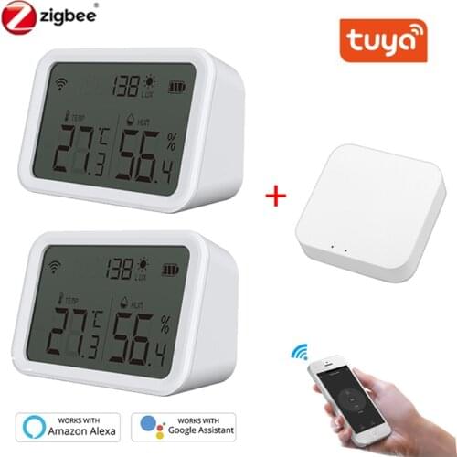 Tuya Zigbee WIFI Temperature And Humidity Sensor Indoor Hygrometer Thermometer With LCD Display Support Alexa Google Assistant