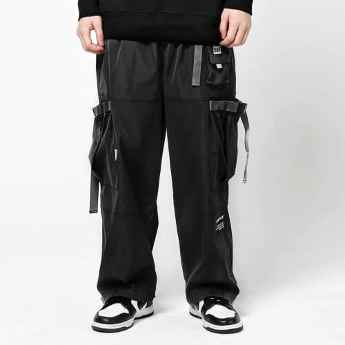 Streetwear Joggers For Men Techwear Multi-Pockets Black Pants