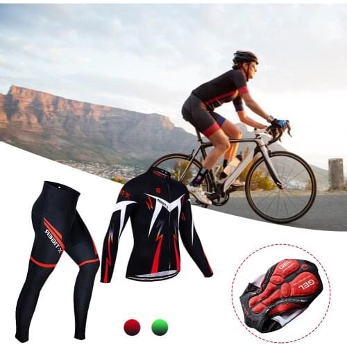 Cycling Jersey Set with Long Sleeves Breathable Quick-Dry MTB Road Bike Clothing Set