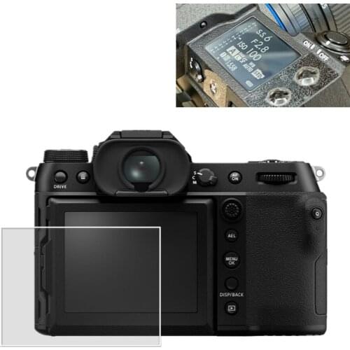 Self-adhesive Tempered Glass Main LCD + Top Shoulder Info Screen Protector Cover for Fujifilm Fuji GFX 100S GFX100S