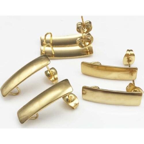 50PCS/Lot Earrings Female Wholesale Jewelry Gold Tone Stainless Steel Earring Making Stud DIY Component 6 styles