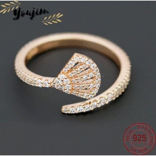 New style zircon 925 silver double scallop ring women luxury fashion gift Monaco exquisite jewelry
