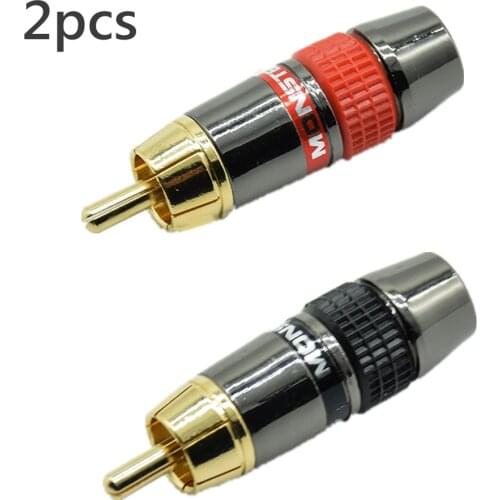 2PCS/1pair red black RCA Gold Plated Pure Copper Zinc Alloy Monster Banana Plug Connector Audio Power Speaker Plugs Connector