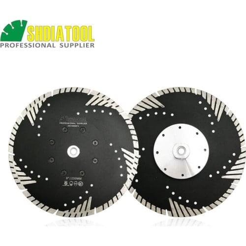 SHDIATOOL 2pcs 230mm M14 Hot pressed Diamond saw Blade with Slant protection teeth 9" Diamond cutting Blades for stone concrete
